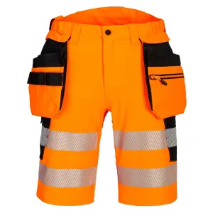 DX4 Hi-Vis korte broek met holsterzakken Oranje/zwart voorkant