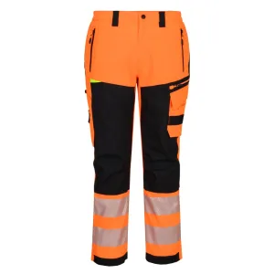 PW3 Hi-Vis Regenbroek Oranje/zwart voorkant