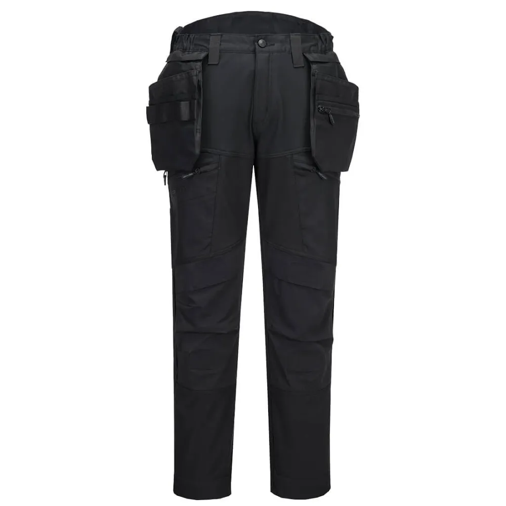 DX4 Softshell Broek met afneembare holsterzakken Zwart voorkant