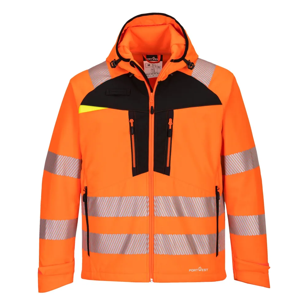 DX4 Hi-Vis Softshell (3L) Oranje/zwart voorkant