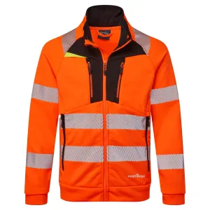 DX4 Hi-Vis Hoodie met rits Oranje/zwart voorkant