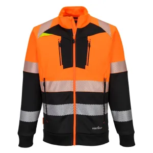 DX4 Hi-Vis klasse 1 Sweatshirt met rits Oranje/zwart voorkant