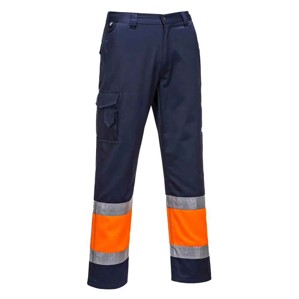 Hi-Vis Tweekleuren Combat Broek Oranje/marine voorkant