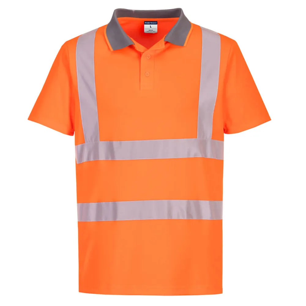 Eco Hi-Vis K/M Polo (6 stuks) Oranje voorkant