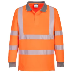 Eco Hi-Vis L/S Polo (6 stuks) Oranje voorkant