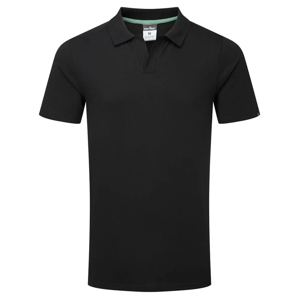 Recyclebaar Poloshirt van biologisch katoen Zwart voorkant