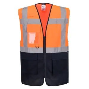 ES1 Essential Hi-Vis Contrast Executive Hesje Oranje/marine voorkant