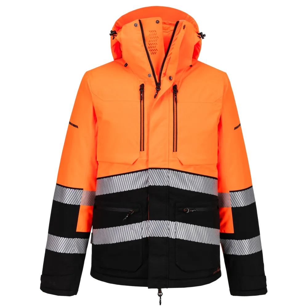 EV4 Hi-Vis winterjack Oranje/zwart voorkant