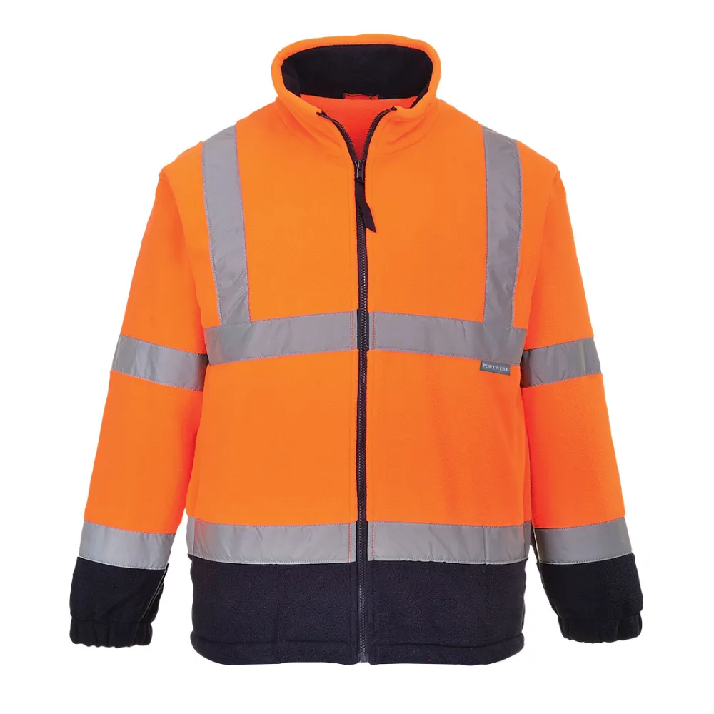 Hi-Vis Twee Kleuren Fleece Oranje/marine voorkant