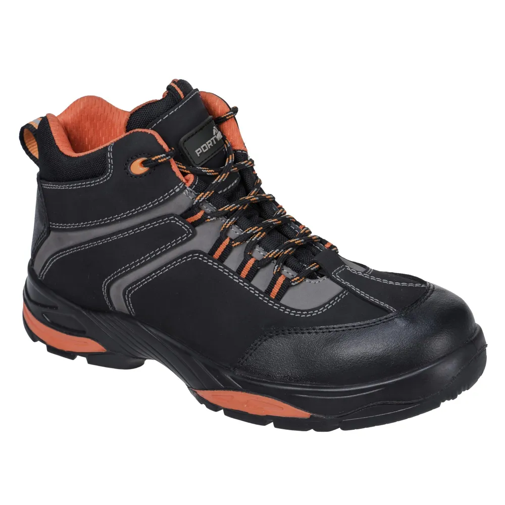 Composietleren Nubuck leder schoen S3S HRO FO SR Zwart voorkant
