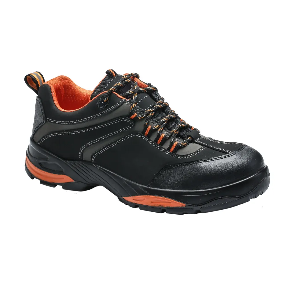 Composietleren Nubuck leder schoen S3S HRO FO SR Zwart voorkant