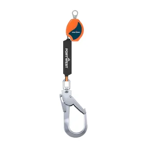 2m intrekbare reddingslijn 140kg Oranje/zwart voorkant