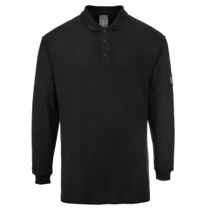 Vlamvertragende Modaflame Antistatische lange mouw Polo Shirt Zwart voorkant