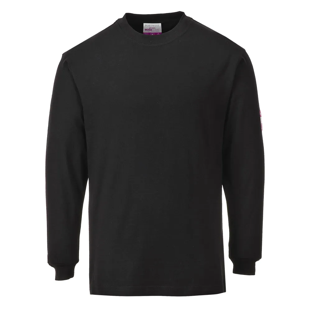 Vlamvertragende Modaflame Anti-statisch T-Shirt Lange Mouw Zwart voorkant