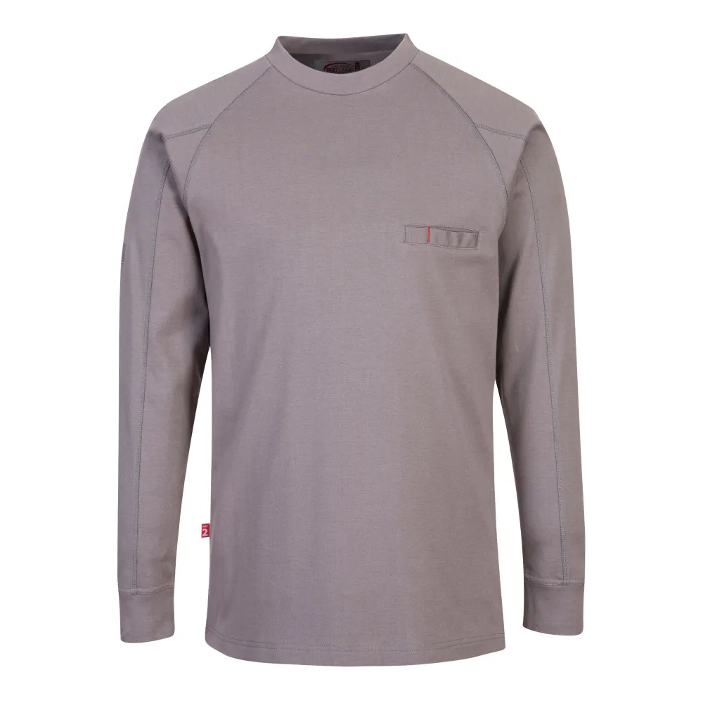 FR antistatisch Shirt met ronde hals Grijs voorkant