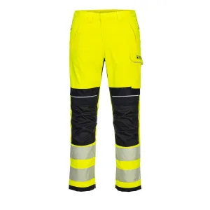 PW3 Vlamvertragende Modaflame Hi-Vis werkbroek Geel/zwart voorkant
