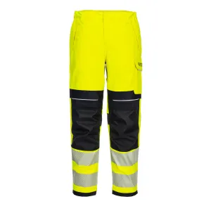 PW3 Vlamvertragende Modaflame Hi-Vis dames werkbroek Geel/zwart voorkant