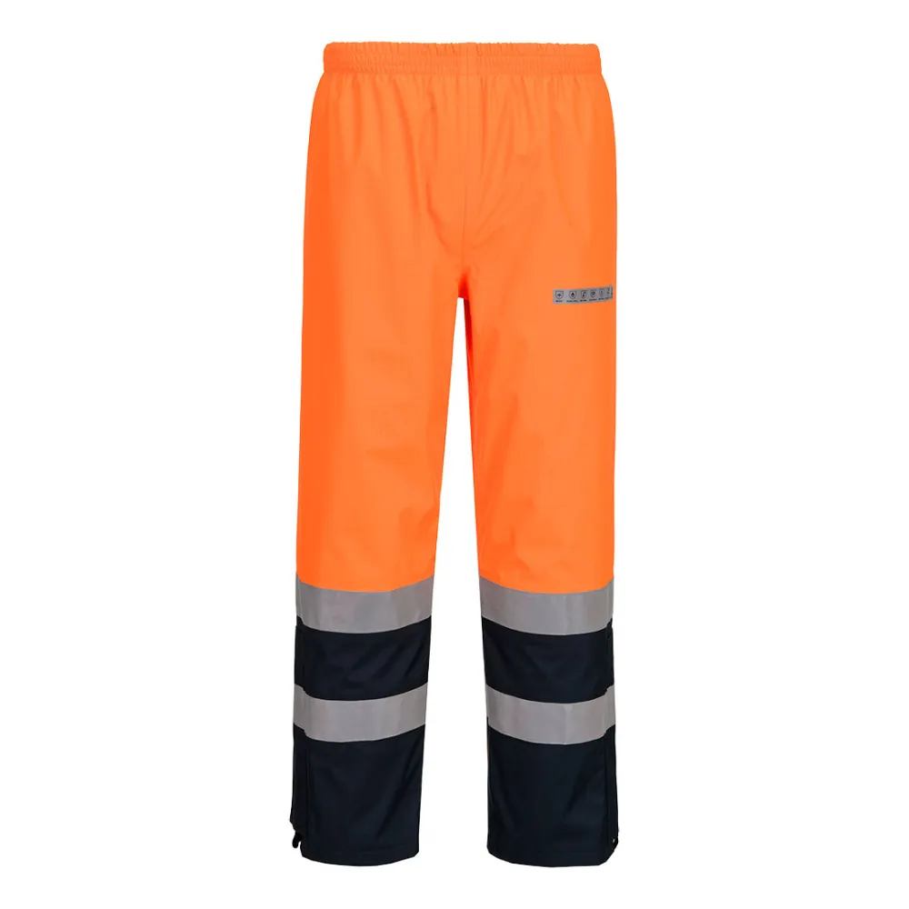 Bizflame Regen+ Hi-Vis Vlamboog Broek Oranje/marine voorkant