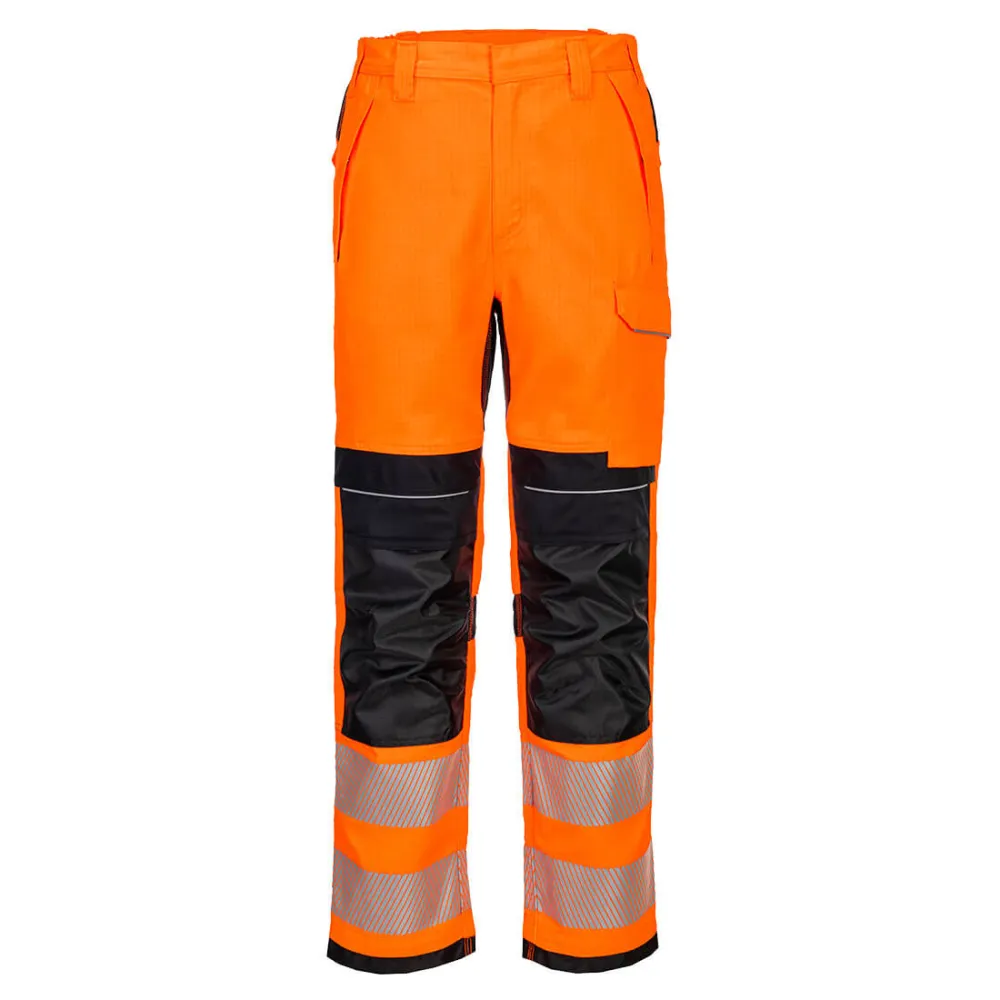 PW3 Vlamvertragende Modaflame Hi-Vis werkbroek Oranje/zwart voorkant