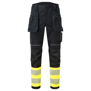 PW3 FR Modaflame Hi-Vis Klasse 1 Broek met Holsterzakken Geel/zwart voorkant