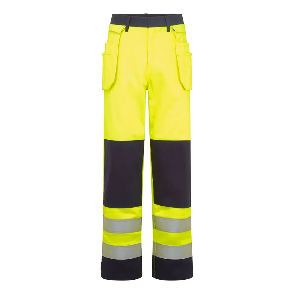 Bizflame Work Hi-Vis Contrast FR Holsterbroek Geel/marine voorkant