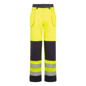 Bizflame Work Hi-Vis Contrast FR Holsterbroek Geel/marine voorkant