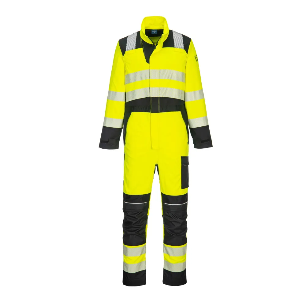 PW3 Vlamvertragende Modaflame Hi-Vis Overall Geel/zwart voorkant