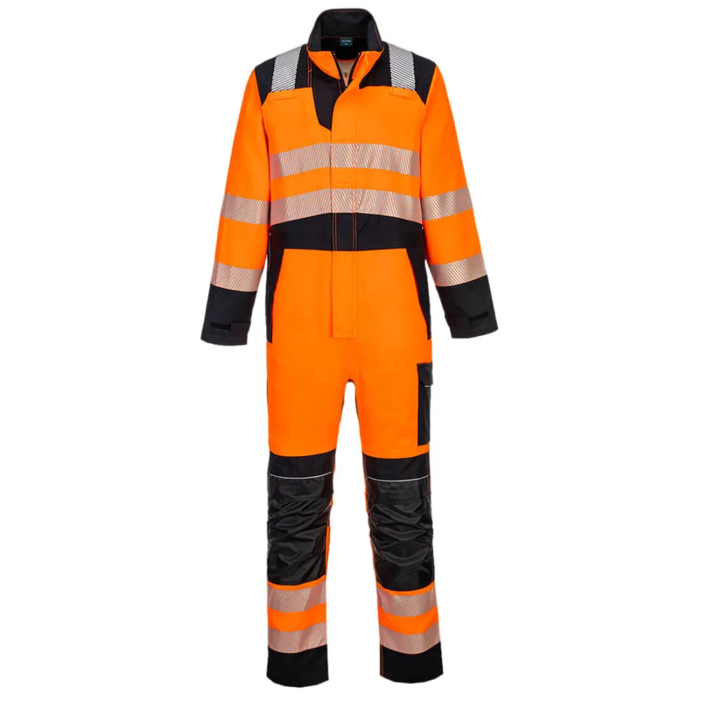 PW3 Vlamvertragende Modaflame Hi-Vis Overall Oranje/zwart voorkant