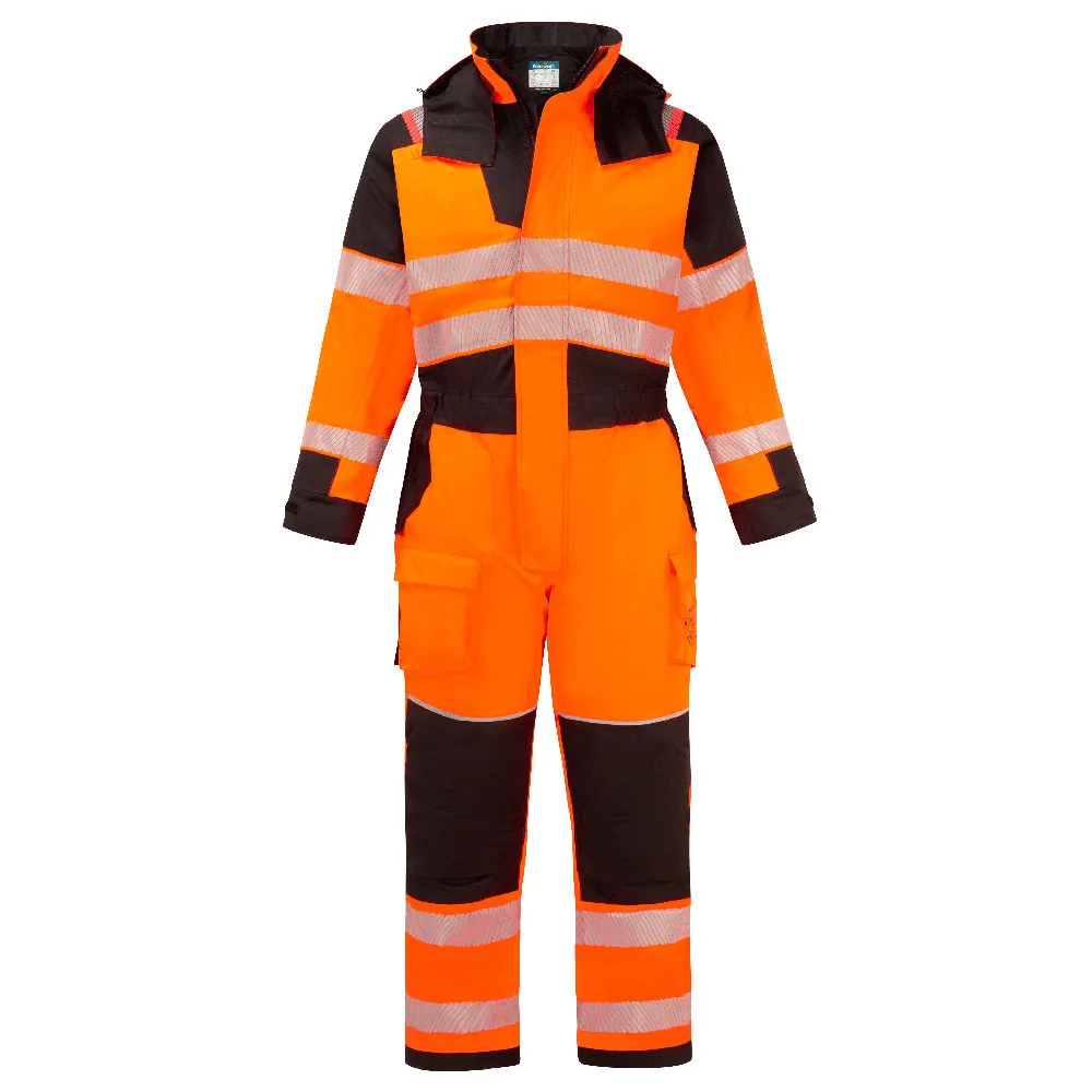 PW3 Modaflame Regen + Hi-Vis Multi-Norm Vlamvertragende Winteroverall Oranje/zwart voorkant