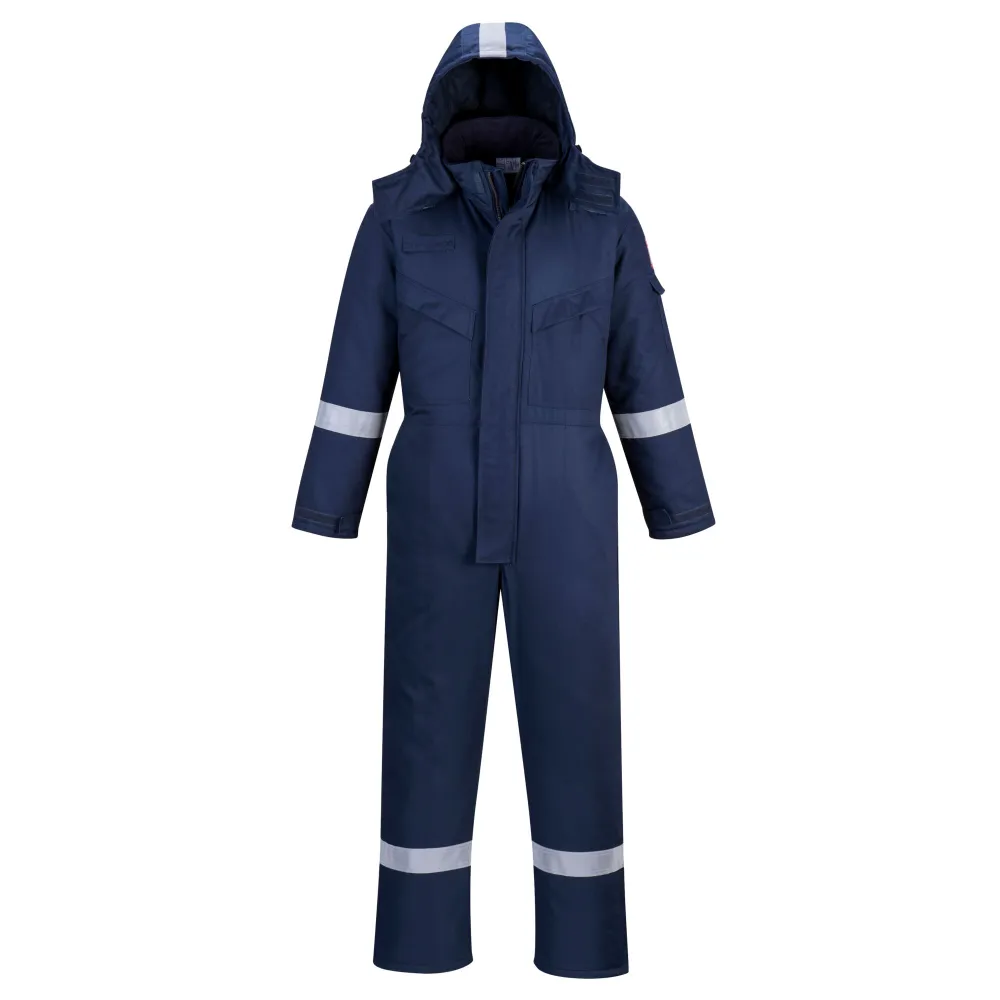 Vlamvertragende Antistatische Winteroverall Marine voorkant