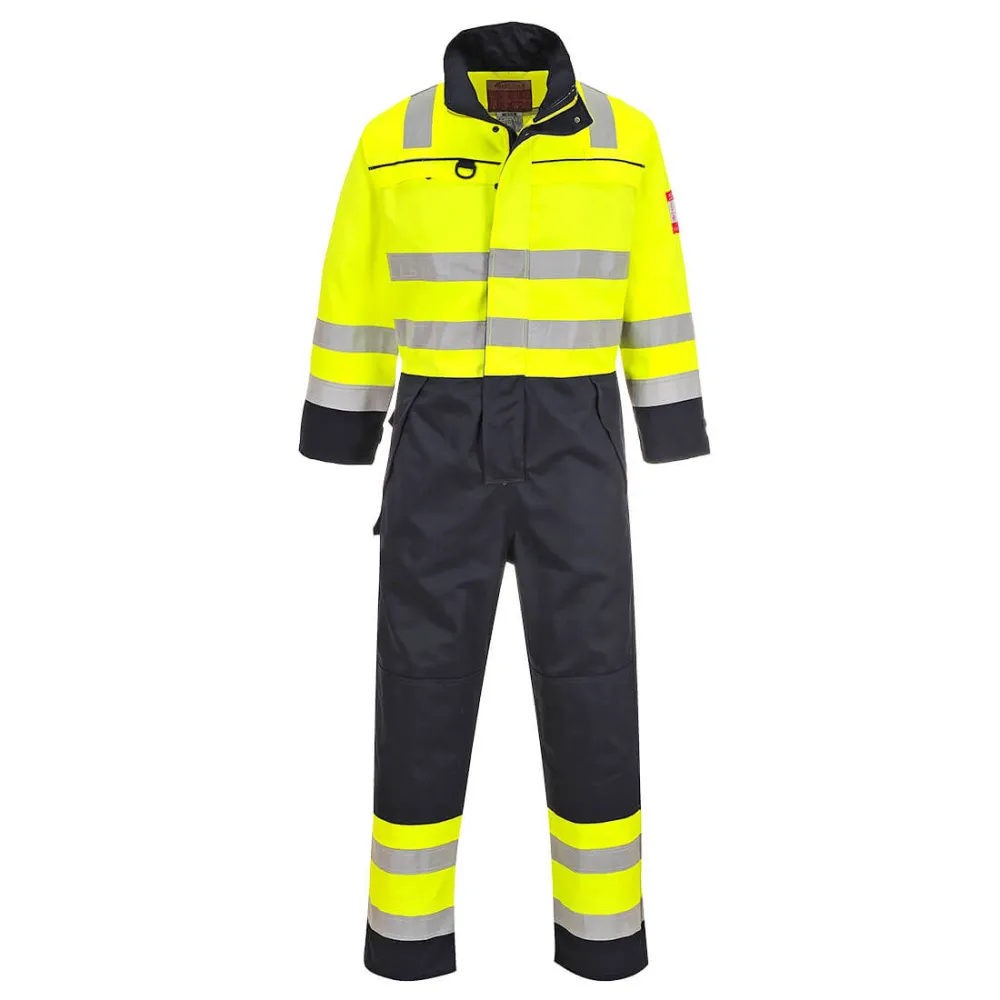 Hi-Vis Multi-Norm Overall Geel/marine voorkant