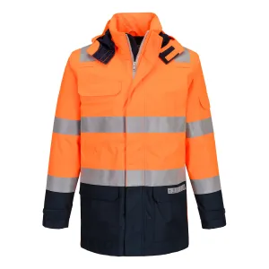 Bizflame Regen+ Hi-Vis Vlamboog Jack Oranje/marine voorkant