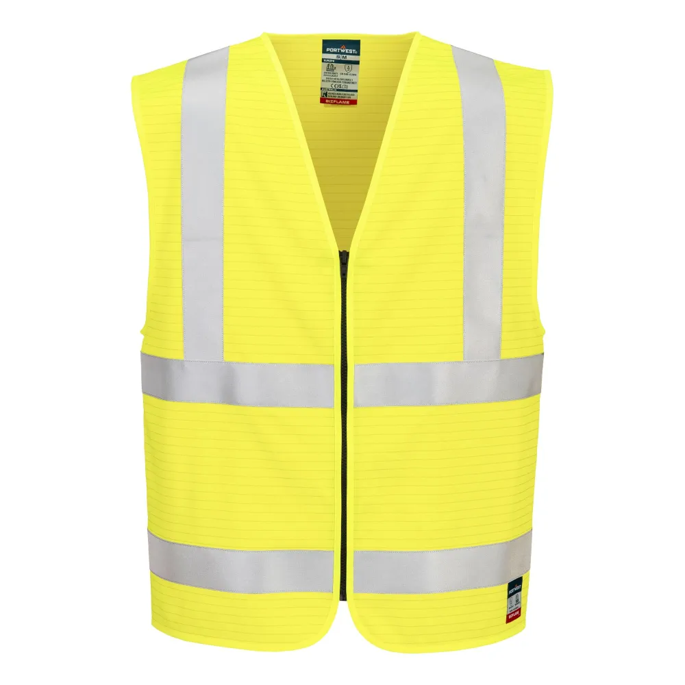 Bizflame Hi-Vis FR Vest met rits Geel voorkant