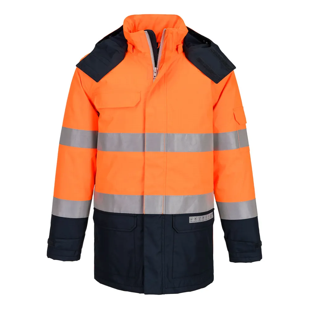 Bizflame Rain+ Hi-Vis Multi-Norm Contrast FR Winterjack Oranje/marine voorkant