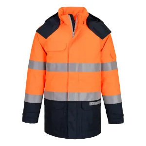Bizflame Rain+ Hi-Vis Multi-Norm Contrast FR Winterjack Oranje/marine voorkant