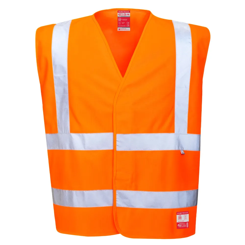 Hi-Vis Antistatisch en vlamvertragend Vest Oranje voorkant