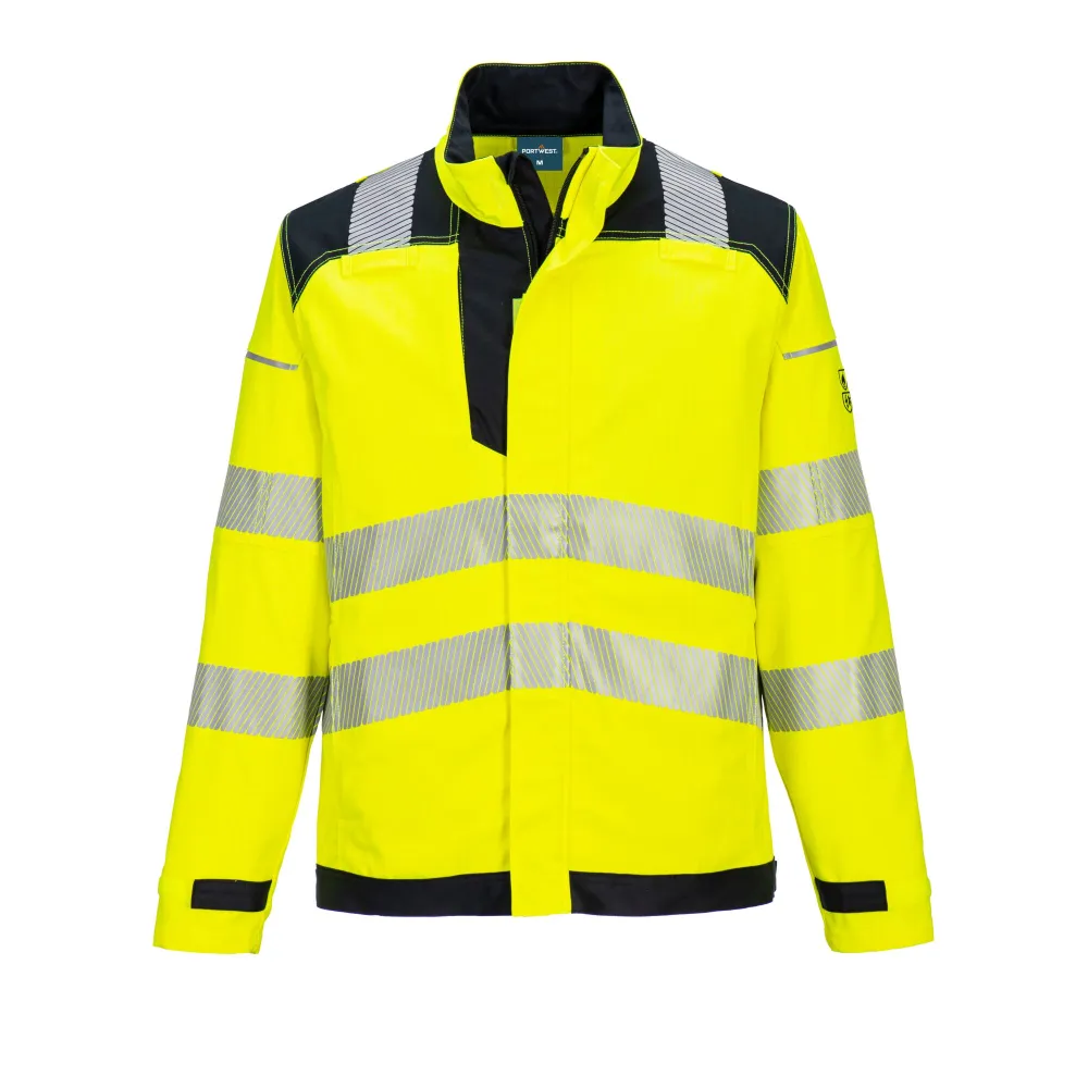 PW3 Vlamvertragende Modaflame Hi-Vis werkjack Geel/zwart voorkant