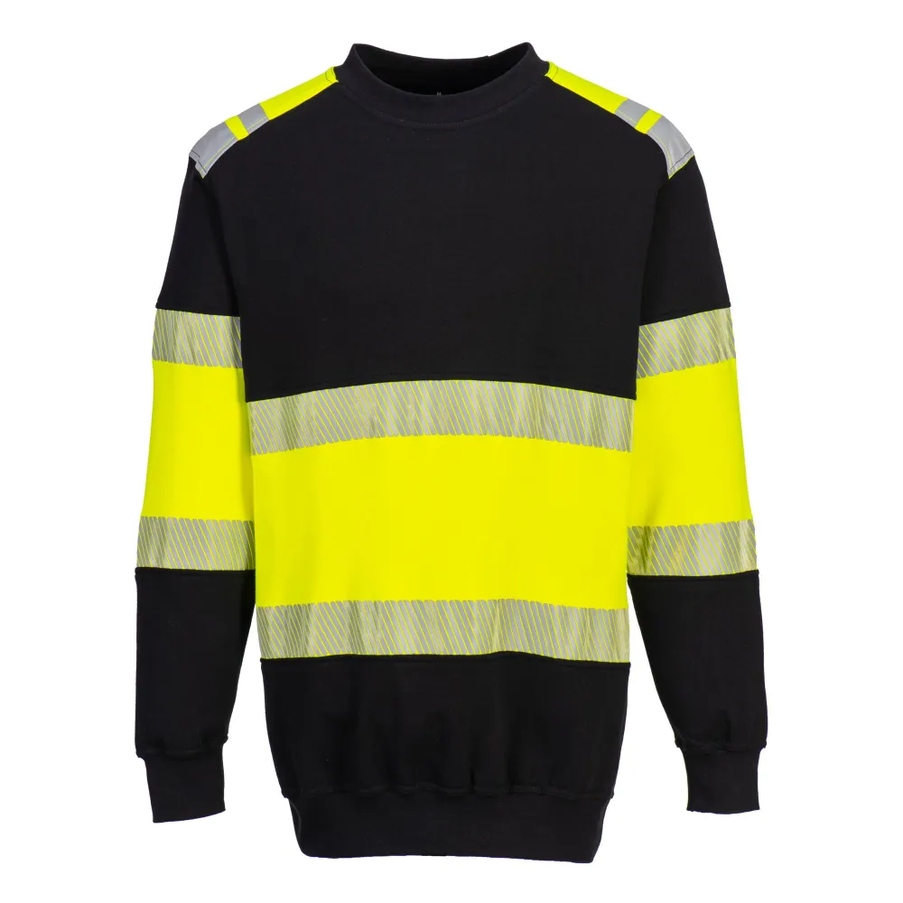 PW3 FR Modaflame HiVis klasse 1 Sweatshirt Geel/zwart voorkant