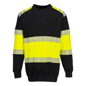 PW3 FR Modaflame HiVis klasse 1 Sweatshirt Geel/zwart voorkant
