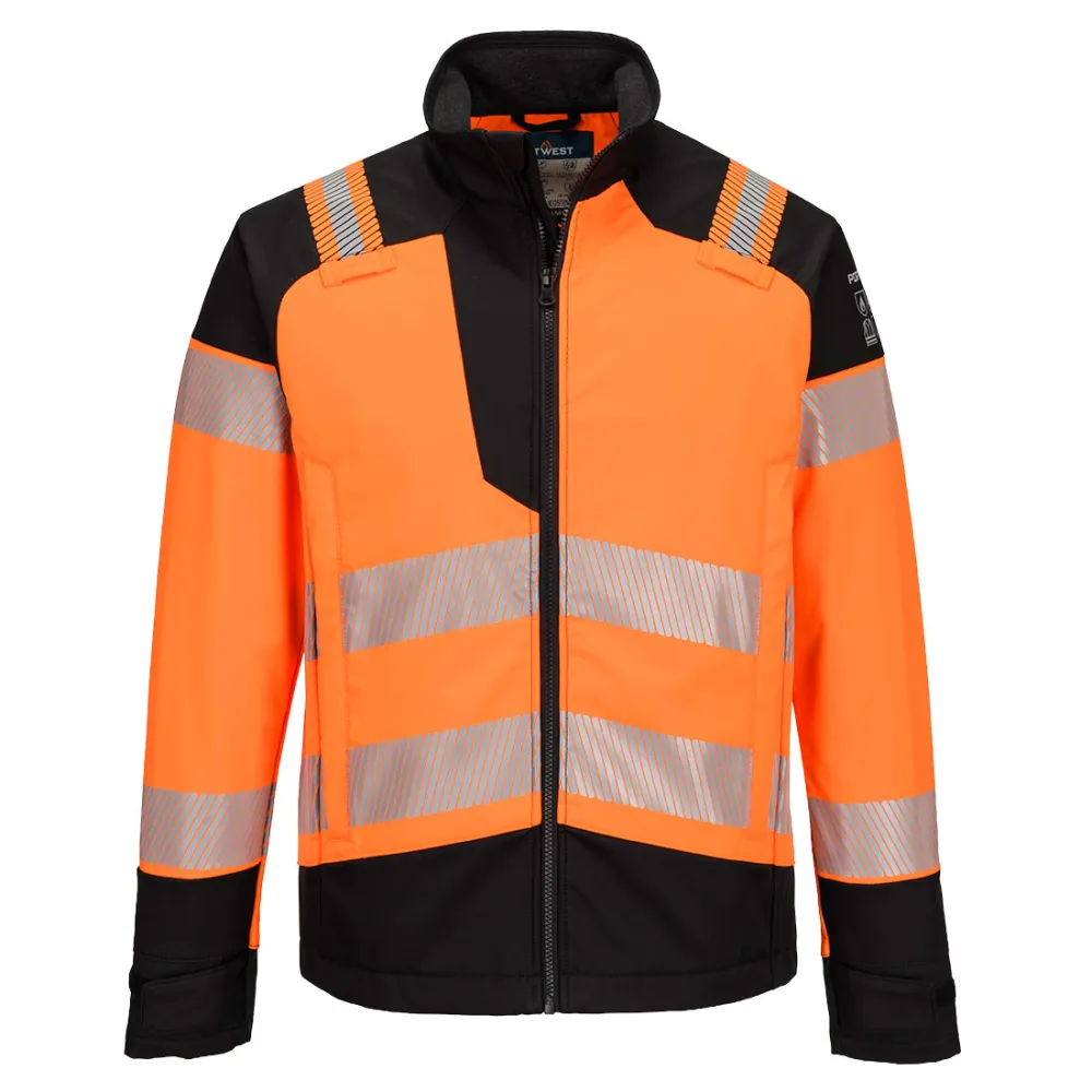PW3 Modaflame Softshell Hi-Vis Multi-Norm FR Jack Oranje/zwart voorkant
