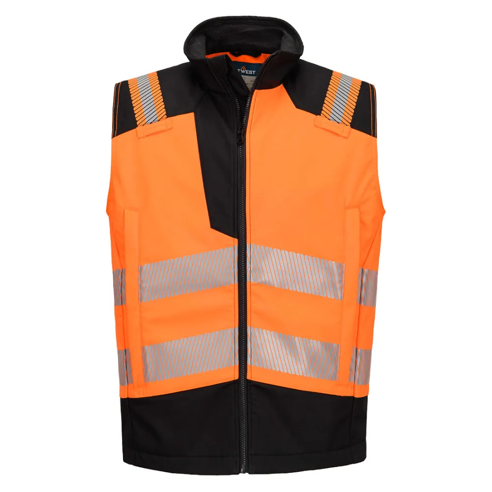 PW3 Modaflame Softshell Hi-Vis Multi-Norm FR Gilet Oranje/zwart voorkant