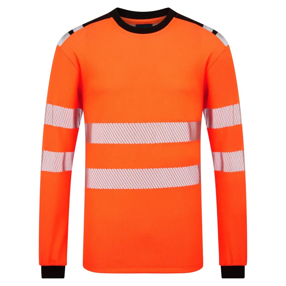 PW3 Modaflame gebreid FR T-shirt met lange mouwen Oranje/zwart voorkant