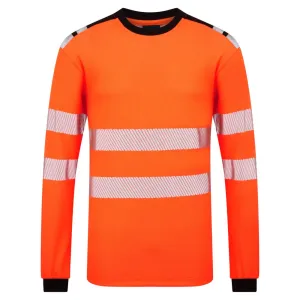 PW3 Modaflame gebreid FR T-shirt met lange mouwen Oranje/zwart voorkant
