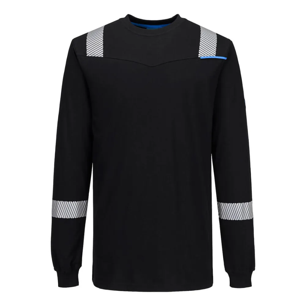 WX3 Modaflame gebreid Hi-Vis FR T-shirt met lange mouwen Zwart voorkant