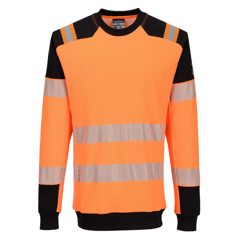 PW3 Modaflame gebreid Hi-Vis FR Sweatshirt Oranje/zwart voorkant
