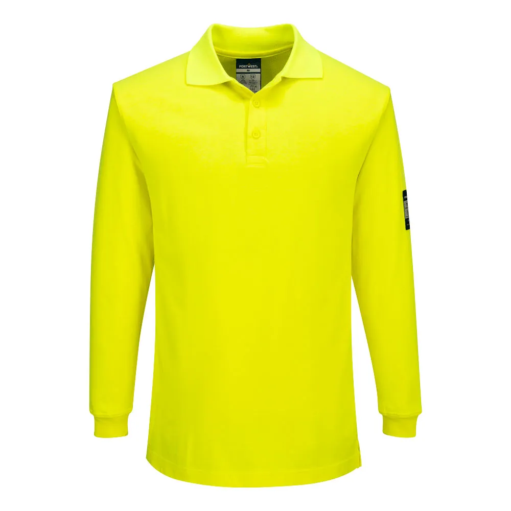 Modaflame Vlamvertragend Poloshirt met lange mouw Geel voorkant