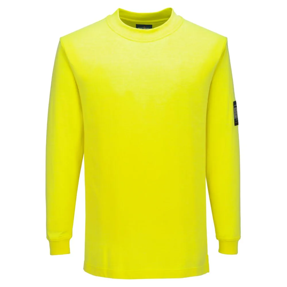 Modaflame gebreid FR T-shirt met lange mouwen Geel voorkant