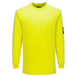 Modaflame gebreid FR T-shirt met lange mouwen Geel voorkant