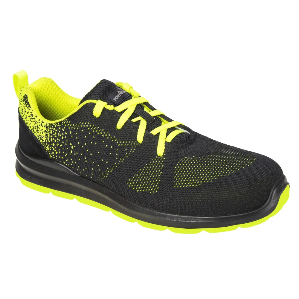 Steel Textiel trainer S1P FO SR Zwart/groen voorkant