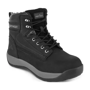 Stalen Nubuck Leren Halfhoge Schoen S3 HRO Zwart voorkant